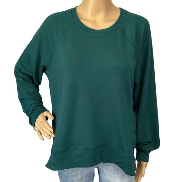 2/$30 Sincerely Jules Side Snap Sweatshirt Teal Pullover Long Sleeve Size L - Picture 3 of 13